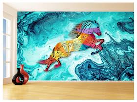 Papel De Parede 3D Animais Pop Art Cavalo Cores 3,5M Pxa306