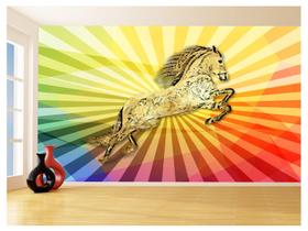 Papel De Parede 3D Animais Pop Art Cavalo Cores 3,5M Pxa314