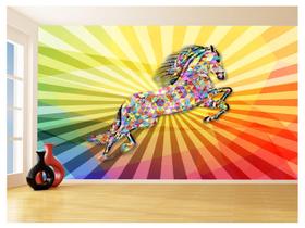 Papel De Parede 3D Animais Pop Art Cavalo Cores 3,5M Pxa315