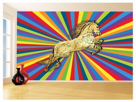 Papel De Parede 3D Animais Pop Art Cavalo Cores 3,5M Pxa319