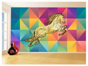 Papel De Parede 3D Animais Pop Art Cavalo Cores 3,5M Pxa322