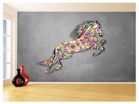 Papel De Parede 3D Animais Pop Art Cavalo Cores 3,5M Pxa327