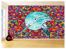Papel De Parede 3D Animais Pop Art Golfinho Cor 3,5M Pxa265
