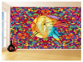 Papel De Parede 3D Animais Pop Art Golfinho Cor 3,5M Pxa266