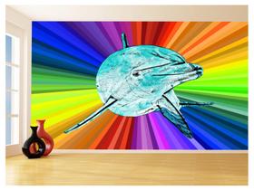 Papel De Parede 3D Animais Pop Art Golfinho Cor 3,5M Pxa276