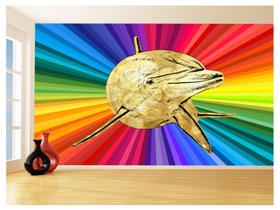 Papel De Parede 3D Animais Pop Art Golfinho Cor 3,5M Pxa288 Papel De Parede 3D Animais Pop Art Golfinho Cor 3,5M Pxa288