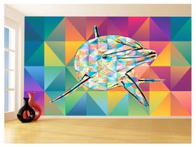 Papel De Parede 3D Animais Pop Art Golfinho Cor 3,5M Pxa290