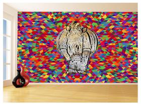 Papel De Parede 3D Animais Pop Art Rinoceronte 3,5M Pxa473