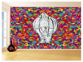 Papel De Parede 3D Animais Pop Art Rinoceronte 3,5M Pxa474
