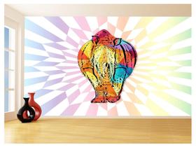 Papel De Parede 3D Animais Pop Art Rinoceronte 3,5M Pxa496