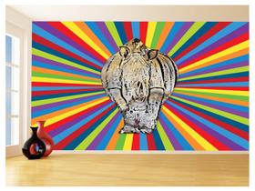 Papel De Parede 3D Animais Pop Art Rinoceronte 3,5M Pxa502