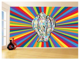 Papel De Parede 3D Animais Pop Art Rinoceronte 3,5M Pxa503