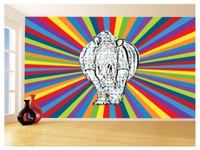 Papel De Parede 3D Animais Pop Art Rinoceronte 3,5M Pxa504