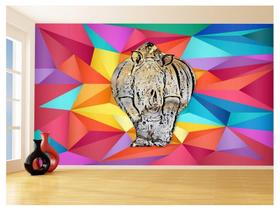 Papel De Parede 3D Animais Pop Art Rinoceronte 3,5M Pxa508