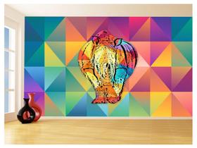 Papel De Parede 3D Animais Pop Art Rinoceronte 3,5M Pxa512