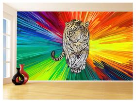 Papel De Parede 3D Animais Pop Art Tigre Felino 3,5M Pxa120
