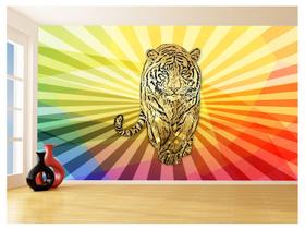 Papel De Parede 3D Animais Pop Art Tigre Felino 3,5M Pxa125