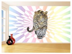 Papel De Parede 3D Animais Pop Art Tigre Felino 3,5M Pxa126