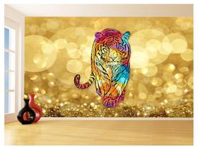 Papel De Parede 3D Animais Pop Art Tigre Felino 3,5M Pxa144