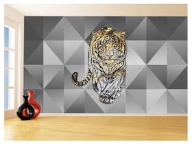 Papel De Parede 3D Animais Pop Art Tigre Felino 3,5M Pxa148