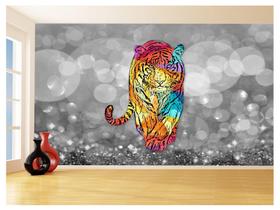 Papel De Parede 3D Animais Pop Art Tigre Felino 3,5M Pxa152
