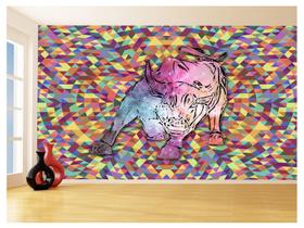 Papel De Parede 3D Animais Pop Art Touro Bull 3,5M Pxa157