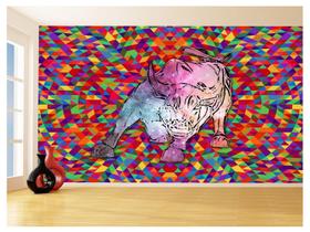 Papel De Parede 3D Animais Pop Art Touro Bull 3,5M Pxa161