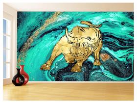 Papel De Parede 3D Animais Pop Art Touro Bull 3,5M Pxa164