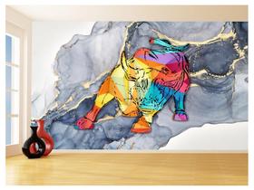 Papel De Parede 3D Animais Pop Art Touro Bull 3,5M Pxa169