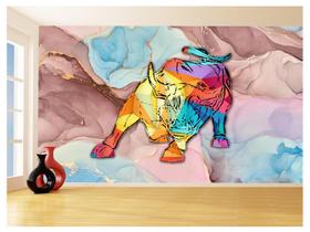 Papel De Parede 3D Animais Pop Art Touro Bull 3,5M Pxa173