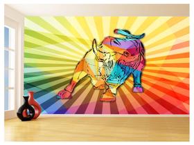 Papel De Parede 3D Animais Pop Art Touro Bull 3,5M Pxa181