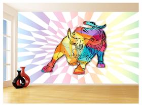 Papel De Parede 3D Animais Pop Art Touro Bull 3,5M Pxa183