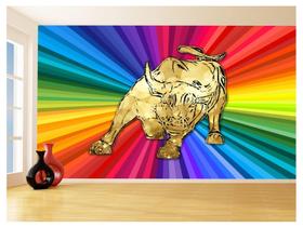 Papel De Parede 3D Animais Pop Art Touro Bull 3,5M Pxa186