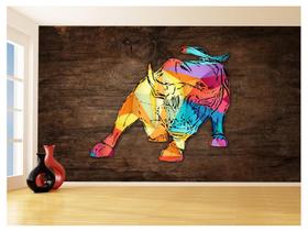 Papel De Parede 3D Animais Pop Art Touro Bull 3,5M Pxa203