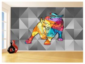 Papel De Parede 3D Animais Pop Art Touro Bull 3,5M Pxa207