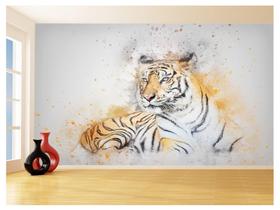 Papel De Parede 3D Animais Tigre Rosto Arte Cor 3,5M Anm565