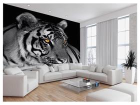 Papel De Parede 3D Animais Tigre Rosto Arte Cor 3,5M Anm568