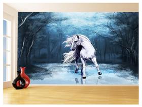 Papel De Parede 3D Animais Unicórnio Floresta 3,5M Anm361