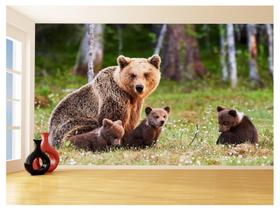 Papel De Parede 3D Animais Urso Três Filhotes 3,5M Anm573