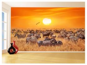 Papel De Parede 3D Animais Zebras Safári Savana 3,5M Anm579