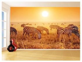 Papel De Parede 3D Animais Zebras Safári Savana 3,5M Anm580 Papel De Parede 3D Animais Zebras Safári Savana 3,5M Anm580