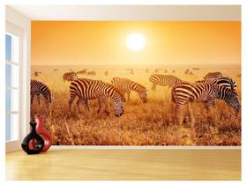 Papel De Parede 3D Animais Zebras Safári Savana 3,5M Anm580