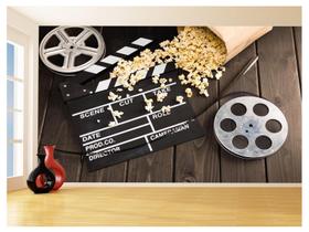 Papel De Parede 3D Arte Cinema Rolo Filme Pipoca 3,5M Tra59