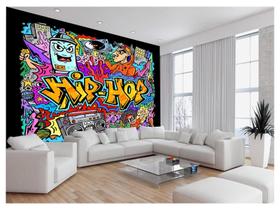 Papel De Parede 3D Arte Graffiti Mural Hip Hop 3,5M Tra125