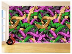 Papel De Parede 3D Arte Graffiti Mural Setas Cor 3,5M Tra91