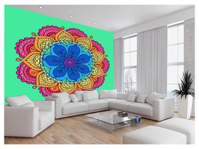 Papel De Parede 3D Arte Mandala Cores Relax Spa 3,5M Tra137