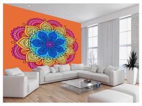 Papel De Parede 3D Arte Mandala Cores Relax Spa 3,5M Tra70