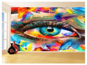 Papel De Parede 3D Arte Olho Preto Branco Rosto 3,5M Tra130 Papel De Parede 3D Arte Olho Preto Branco Rosto 3,5M Tra130