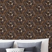 Papel de Parede 3D Auto Adesivo Geométrico Triangulo Marrom e Dourado Lavavel quarto sala 6m