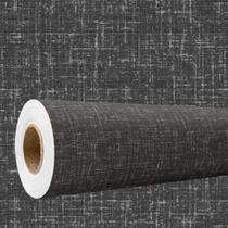 Papel de parede 3D Auto Colante efeito tecido linho cinza escuro Estampado Vinilico Quarto Sala 12m
